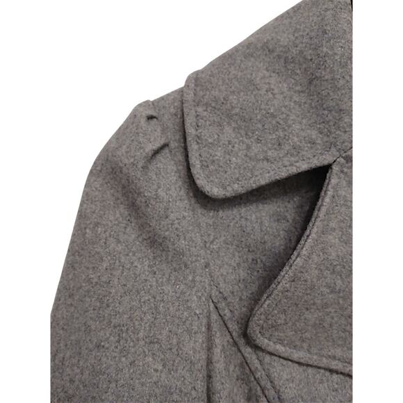 Guess Wool Pea Coat Womens Sz S Gray Double Breasted Large Lapel Collar Preppy - Picture 4 of 16